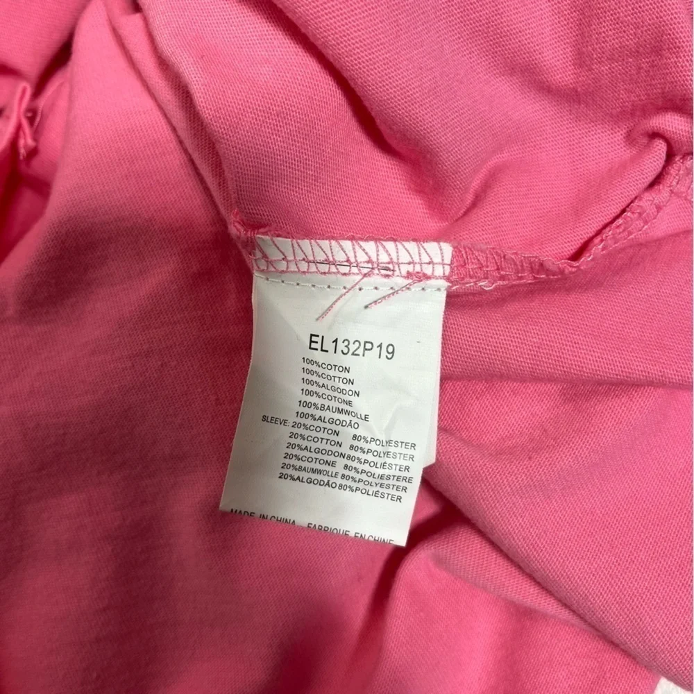 Molly Bracken Lili Sidonio Ruffle Sleeve Preppy Soft Tee Shirt Blouse Top Pink-M - Picture 9 of 12